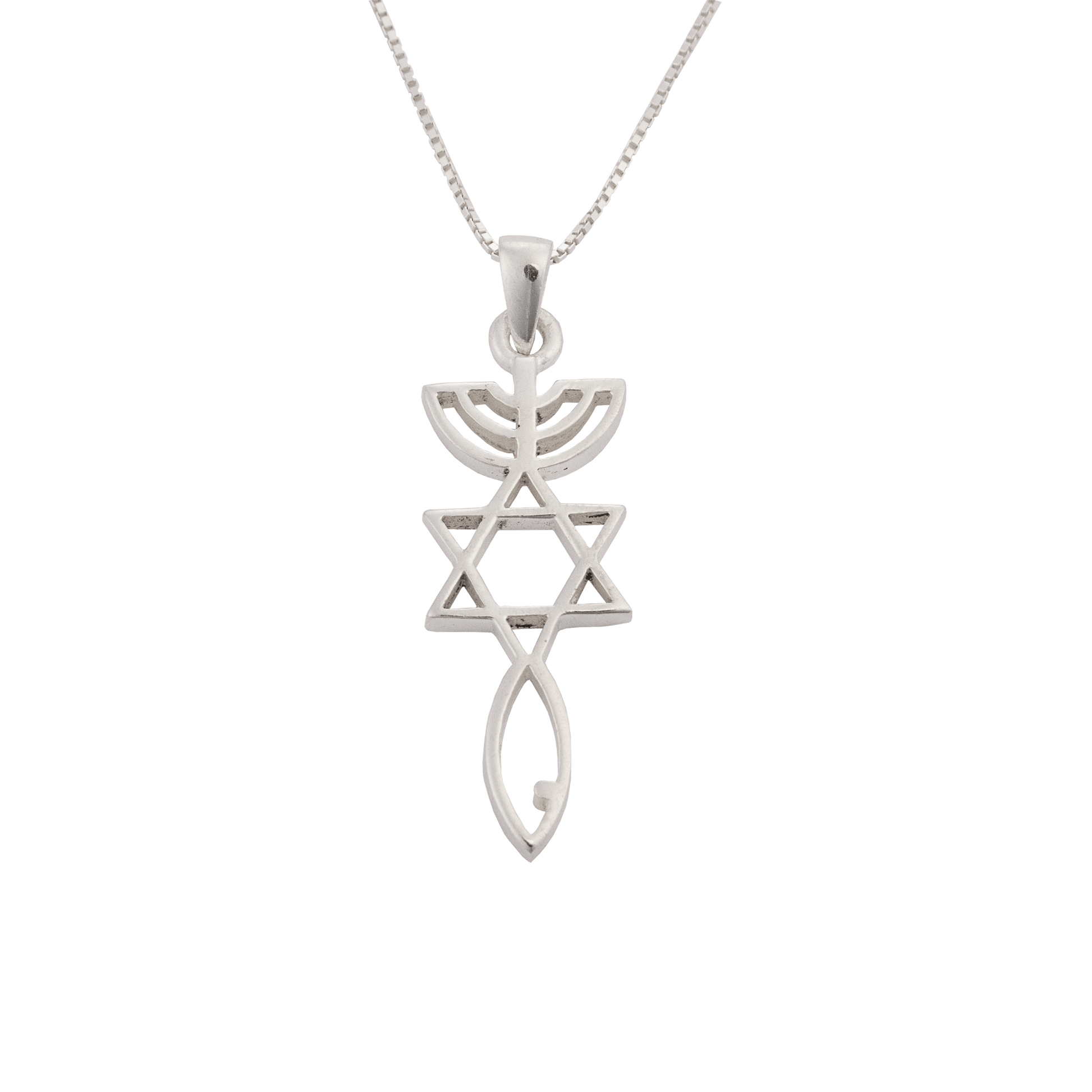 Grafted in sterling silver large pendant on sterling silver chain