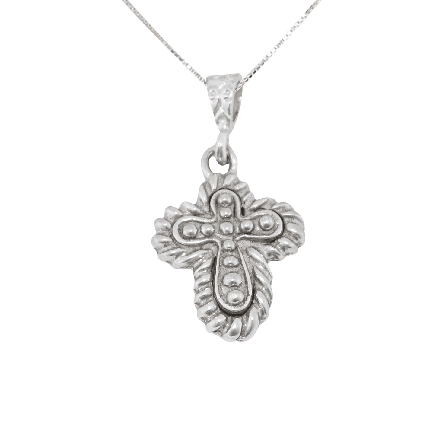 Sterling Silver Cross Embossed Rounded Edges