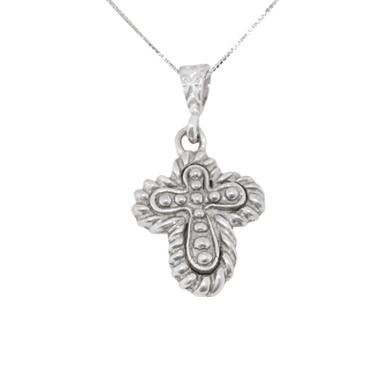 Sterling Silver Cross Embossed Rounded Edges