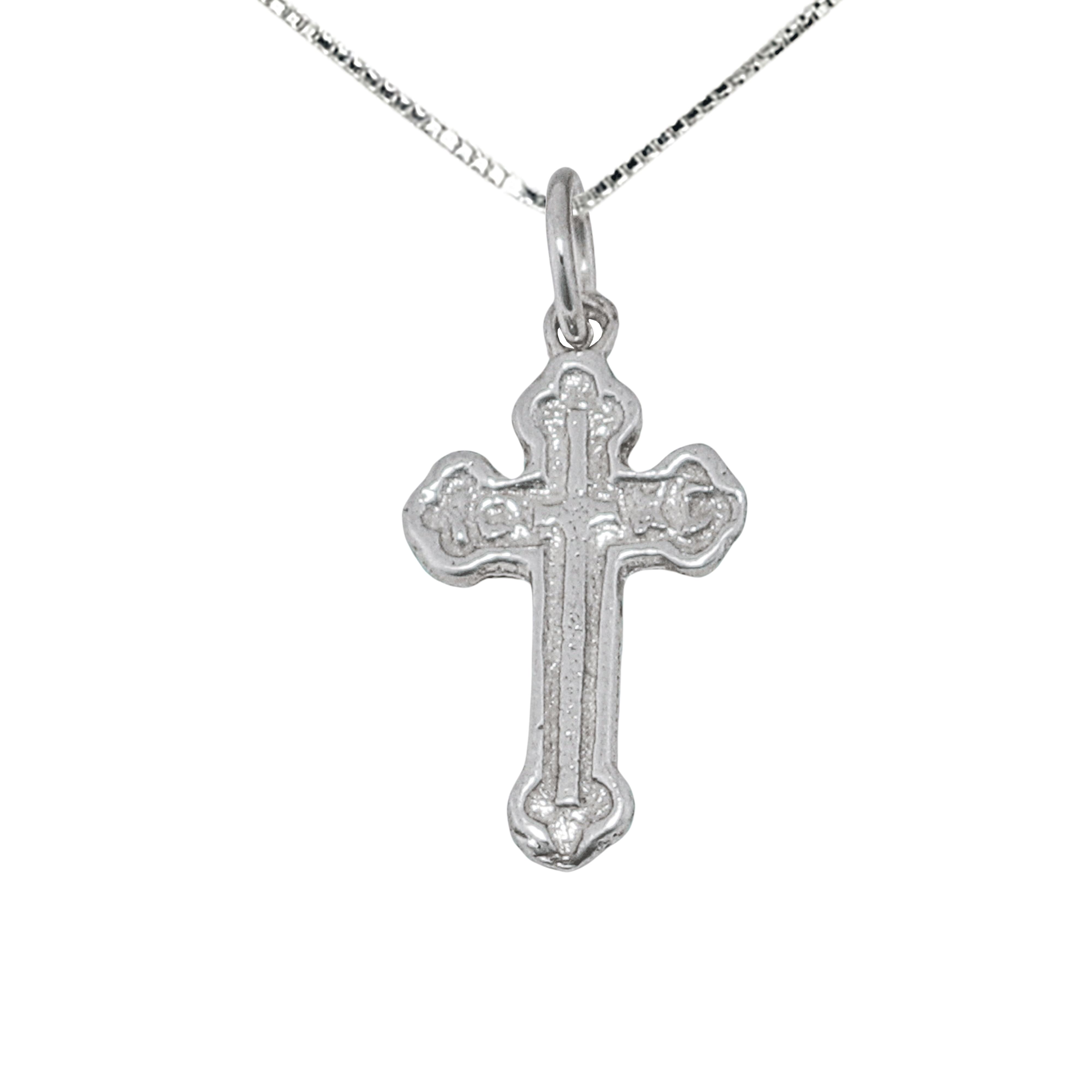Line Image Cross Rounded Edges Silver Engraved Cross with Rounded Edges - Small – Holyland Marketplace
