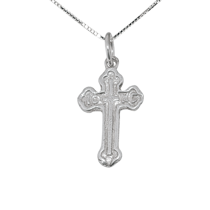 Silver Engraved Cross with Rounded Edges - Small