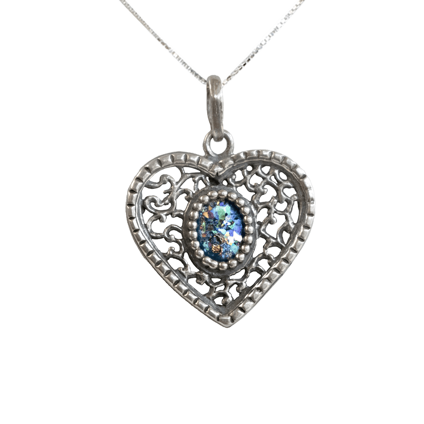 Roman Glass Heart Necklace