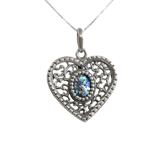 Roman Glass Heart Necklace