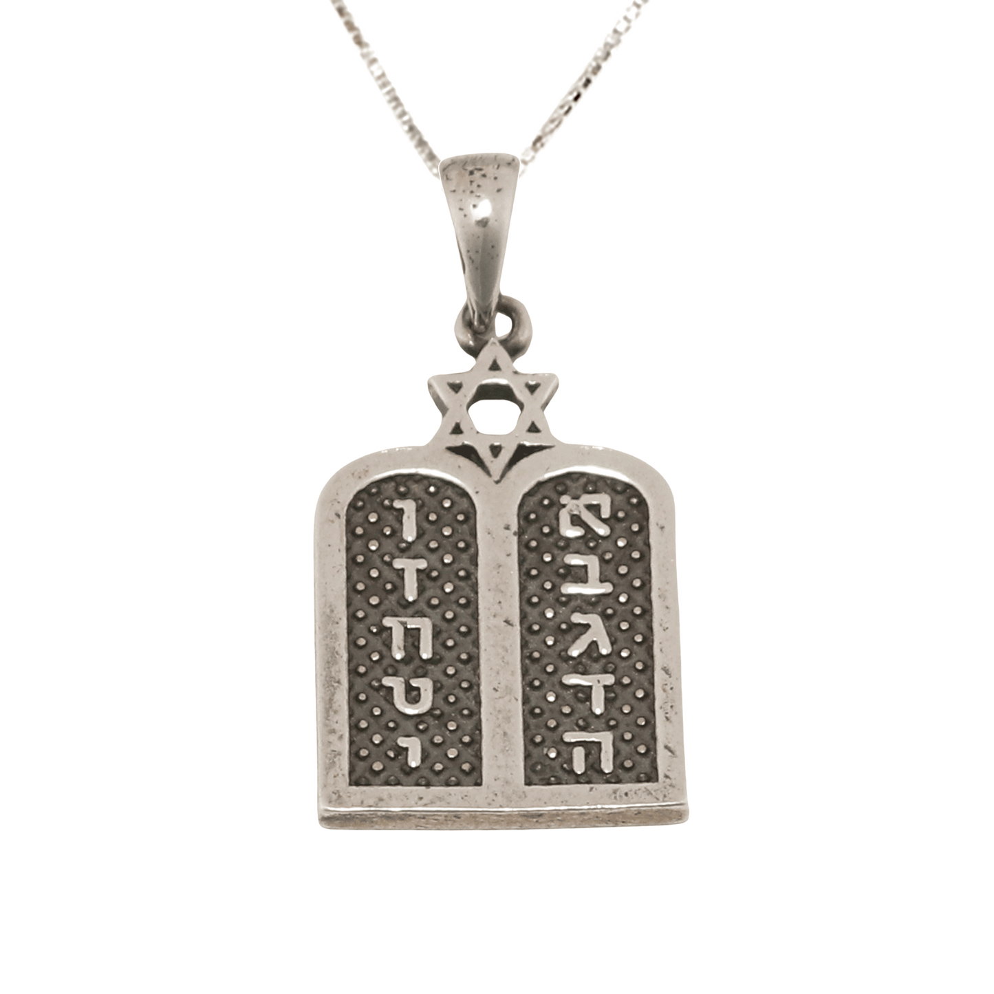 Ten Commandments Silver Necklace