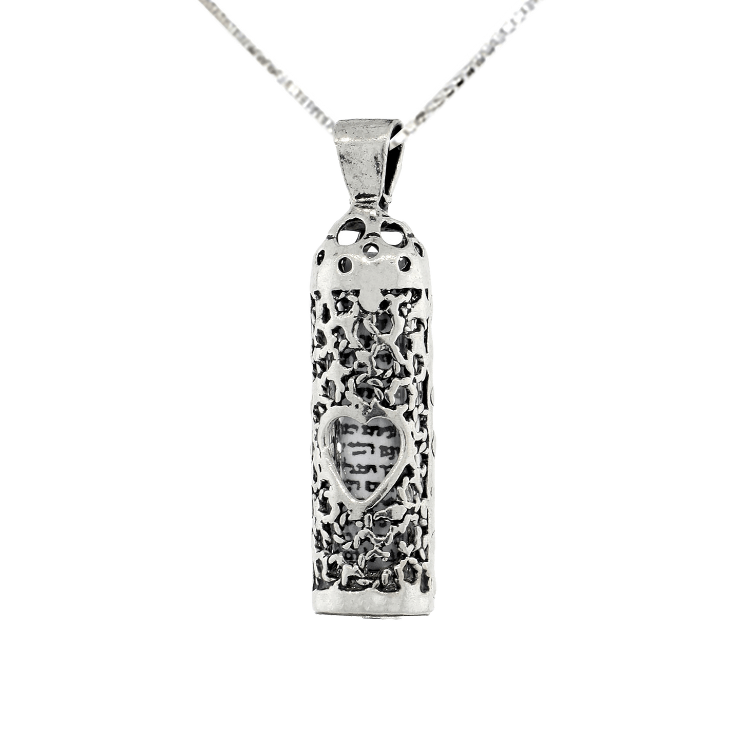 Mezuzah Heart -Sterling Silver Necklace