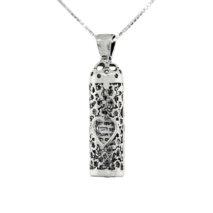 Mezuzah Heart -Sterling Silver Necklace