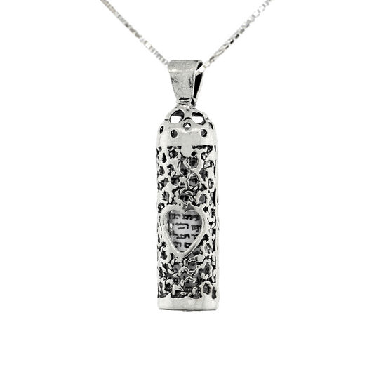 Mezuzah Heart -Sterling Silver Necklace