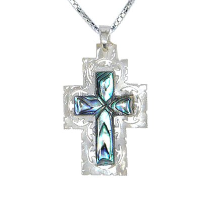 Mother of Pearl & Abalone Cross Necklace