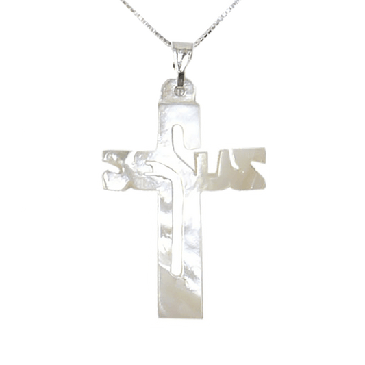 Mother of Pearl Jesus Cross Necklace