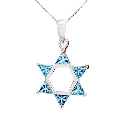 Star of David with Light Blue Crystals