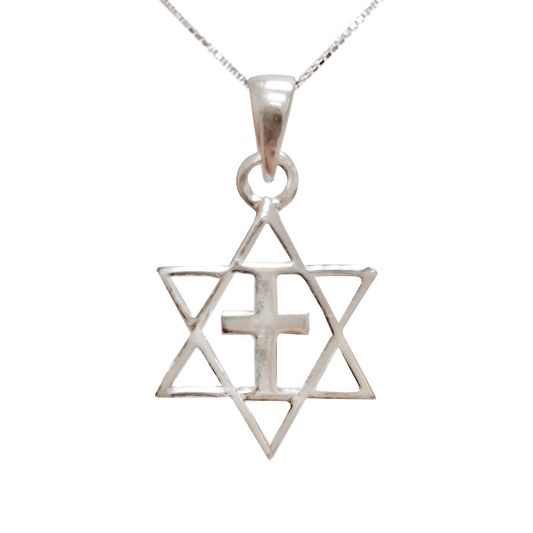 Star of David with Cross Silver Necklace