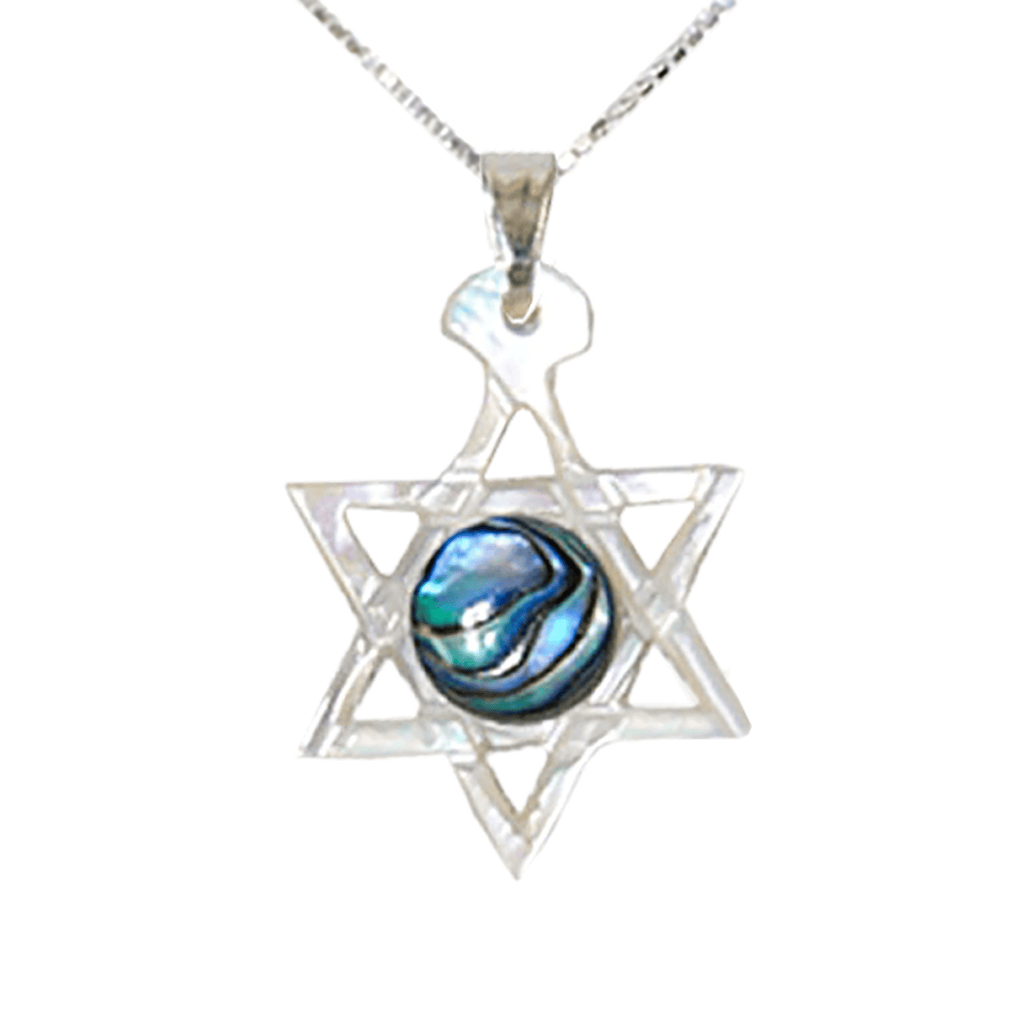 Mother of Pearl & Abalone Star of David Necklace