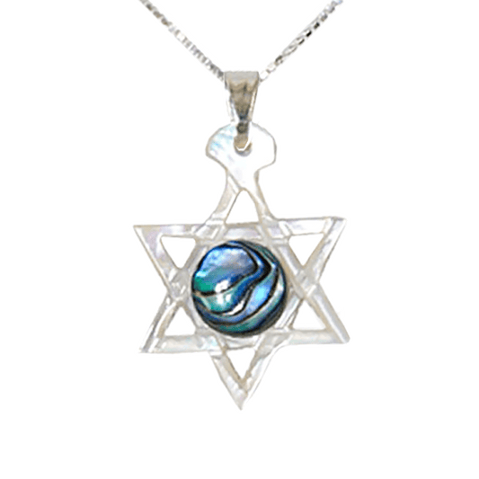 Mother of Pearl & Abalone Star of David Necklace