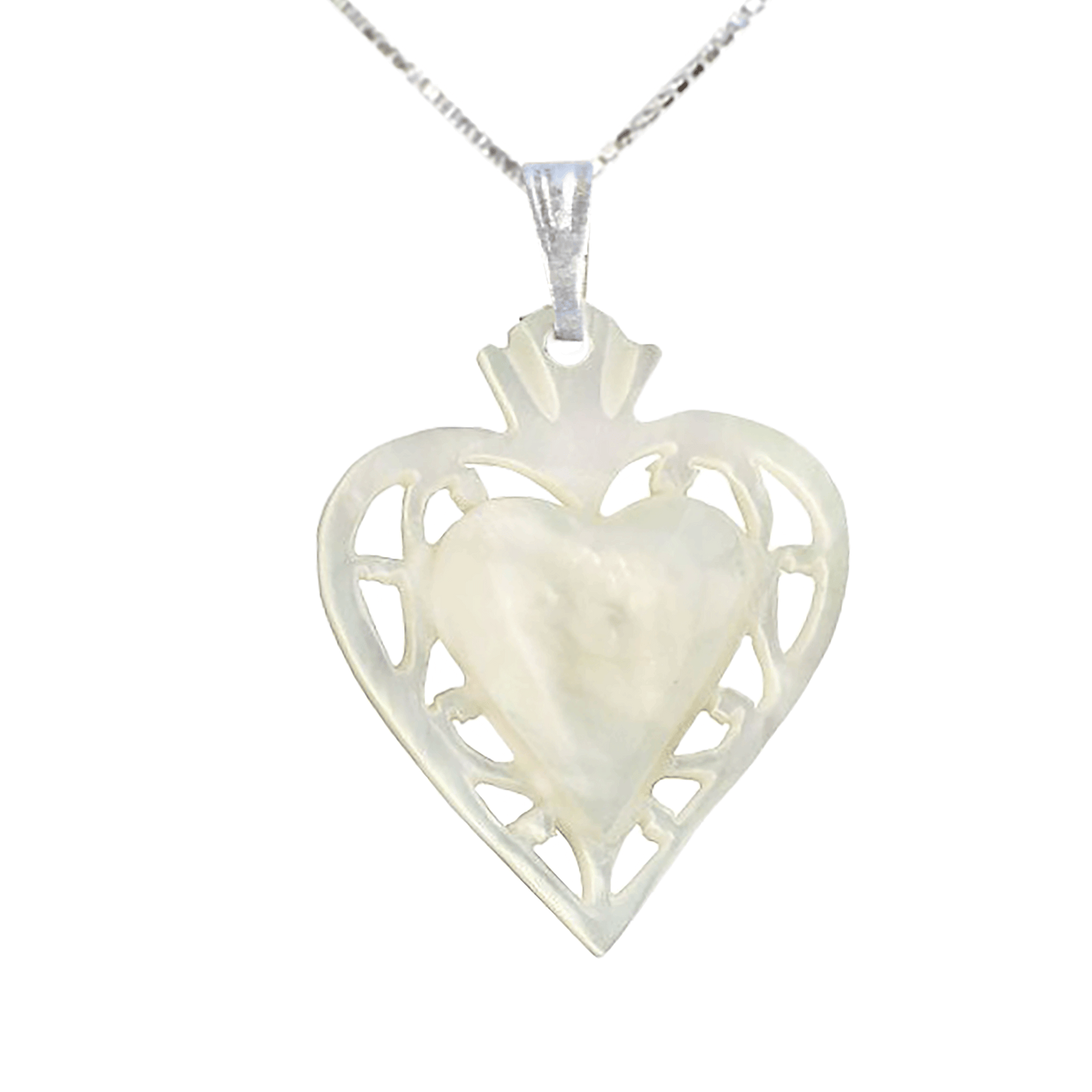 Mother of Pearl 3D Heart Necklace