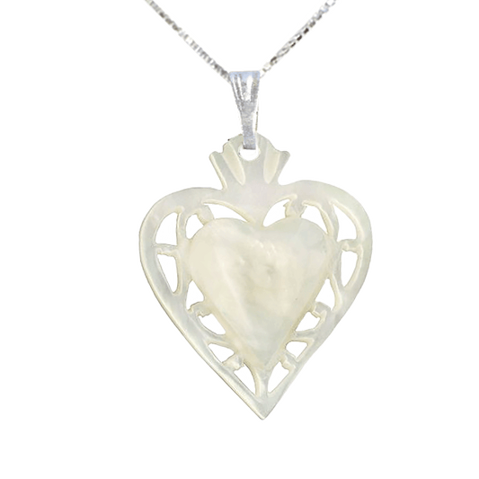 Mother of Pearl 3D Heart Necklace