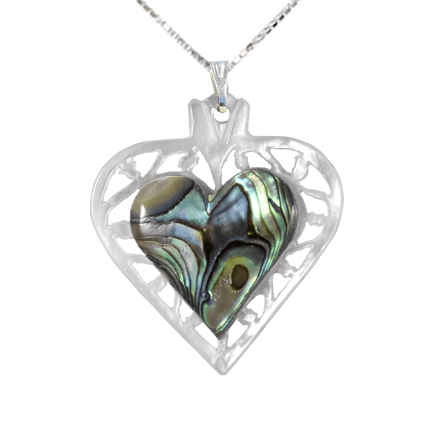 Mother of Pearl 3D Heart Necklace