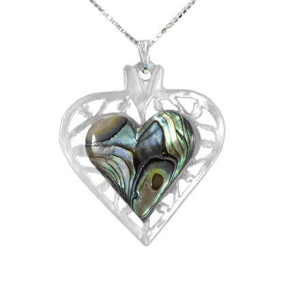 Mother of Pearl 3D Heart Necklace