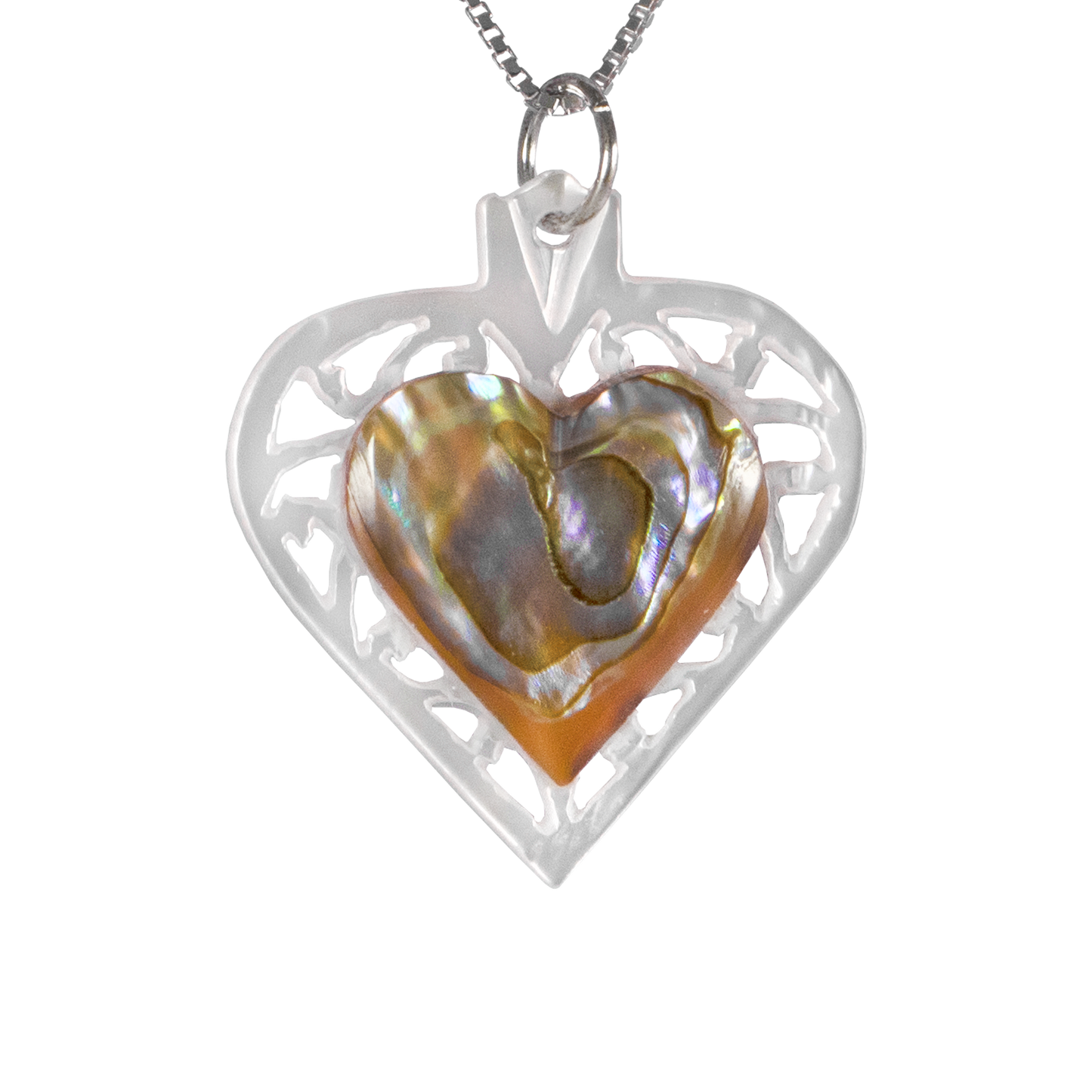 Mother of Pearl 3D Heart Necklace