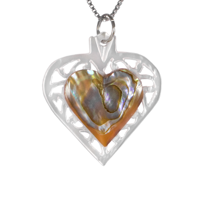 Mother of Pearl 3D Heart Necklace