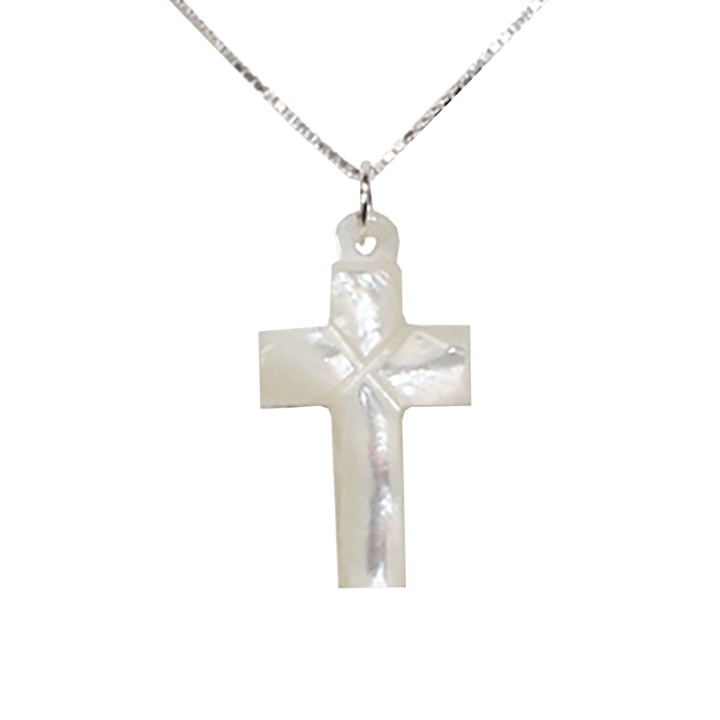 Mother of Pearl Carved Cross Necklace