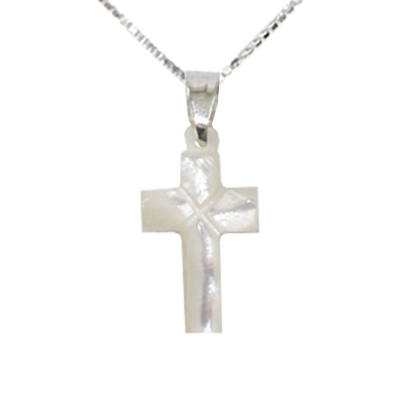 Mother of Pearl Carved Cross Necklace