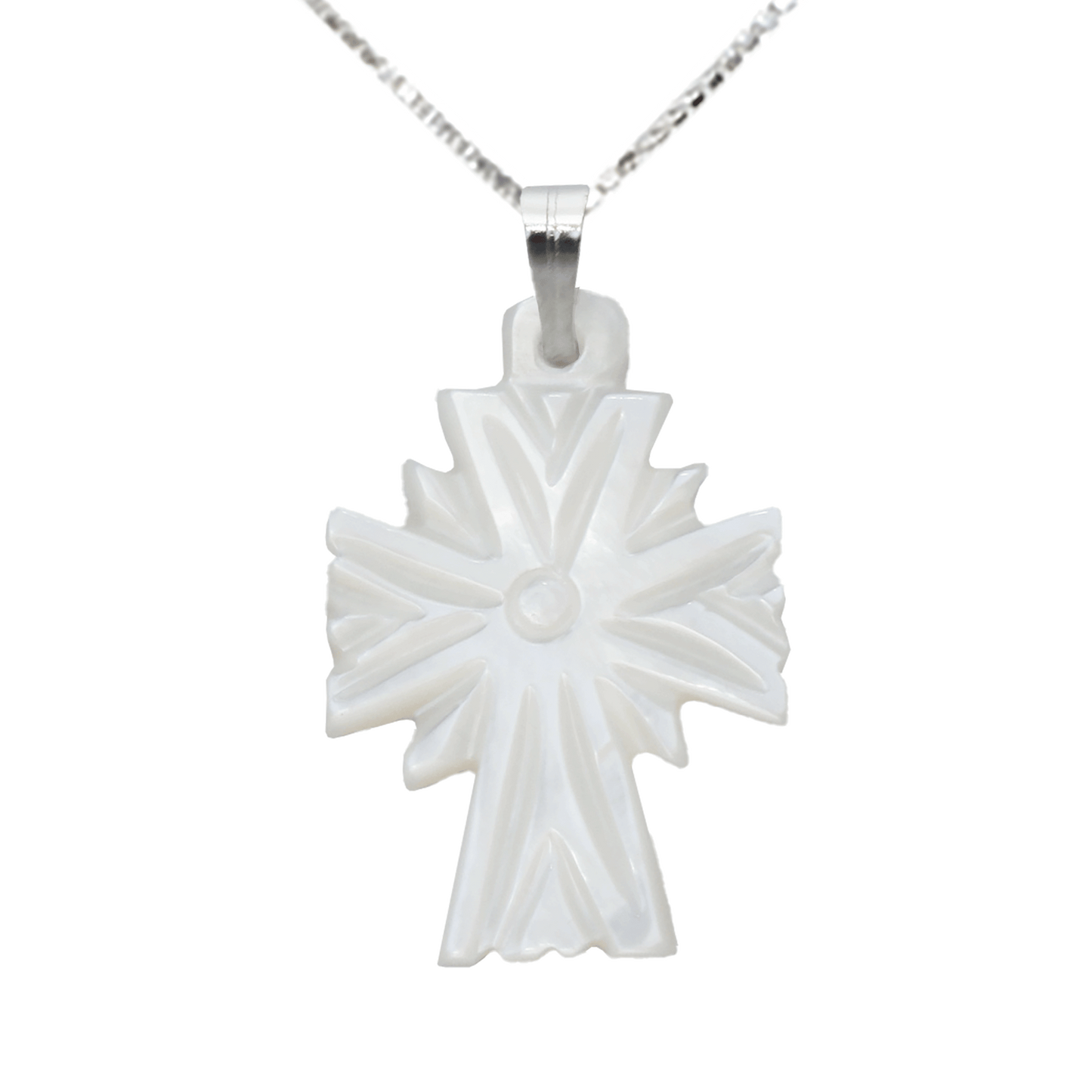 Mother of Pearl Starburst Cross Necklace