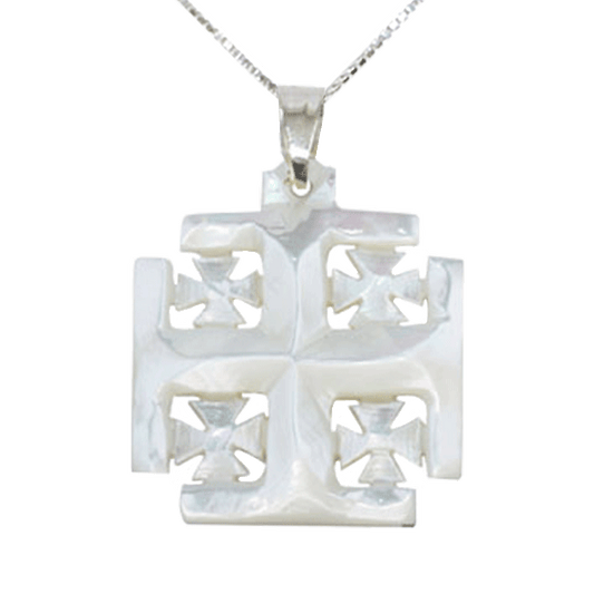 Mother of Pearl Jerusalem Cross Necklace