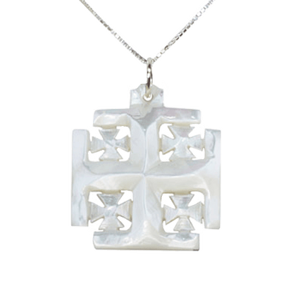 Mother of Pearl Jerusalem Cross Necklace