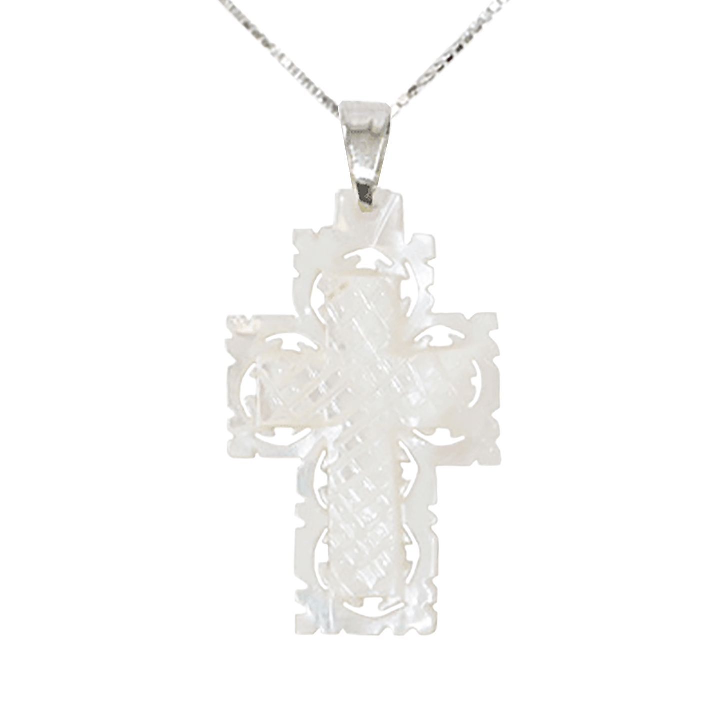 Mother of Pearl Lace Cross Necklace