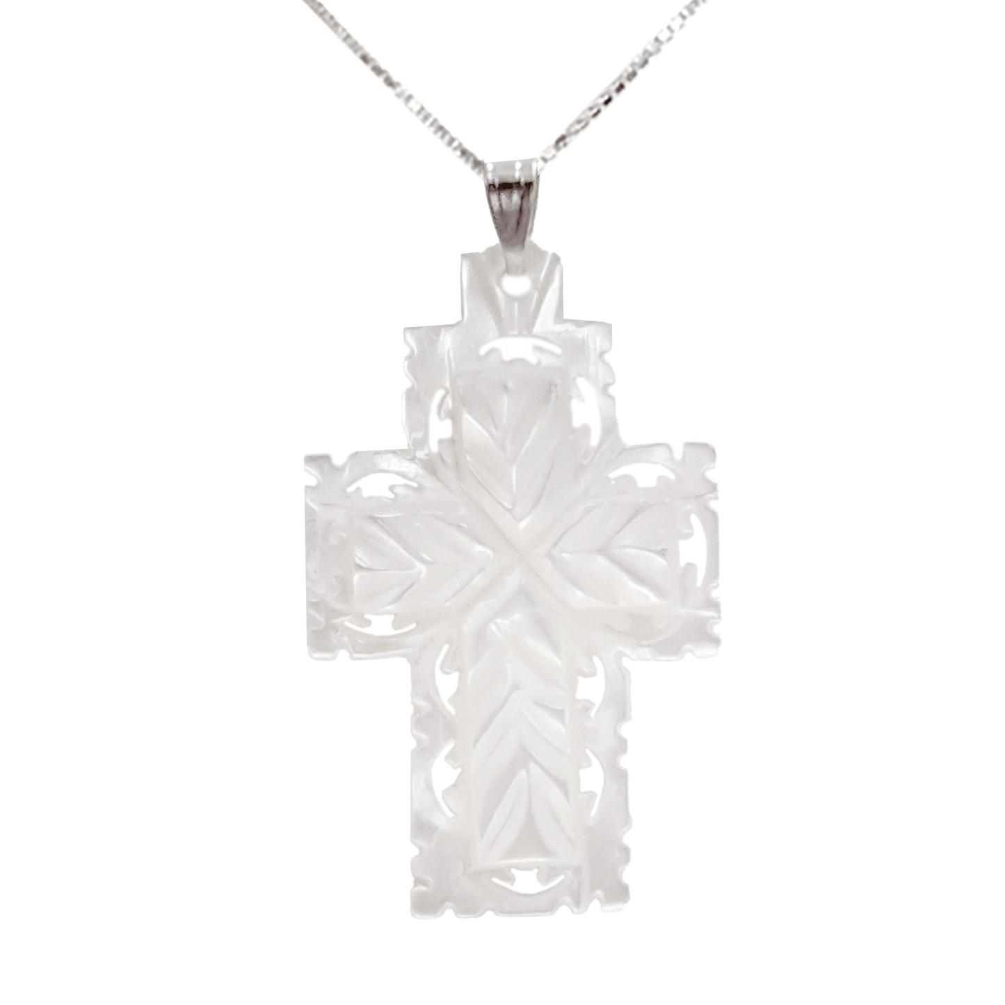 Mother of Pearl Lace Cross Necklace