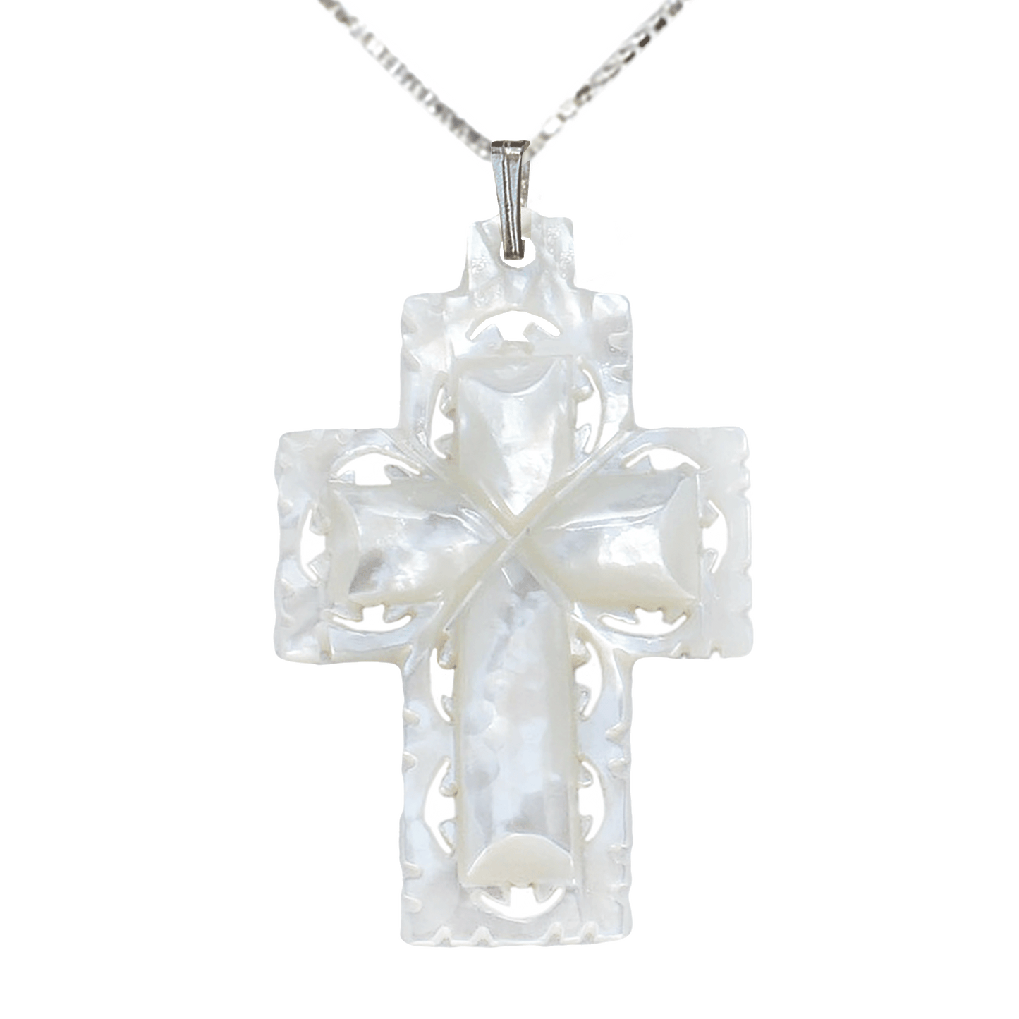 Mother of Pearl Lace Cross Necklace