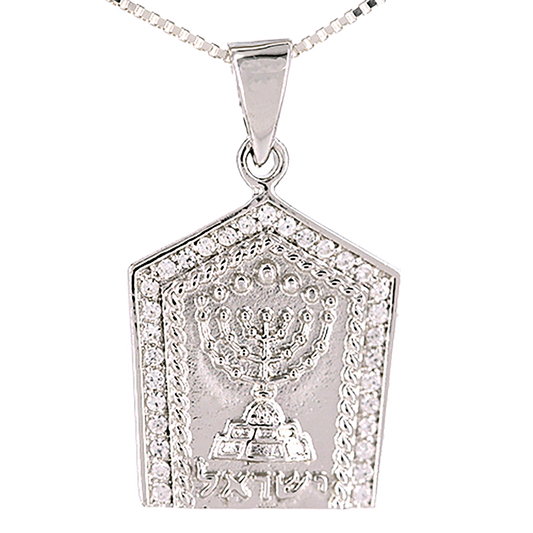 Menorah with Crystals Necklace