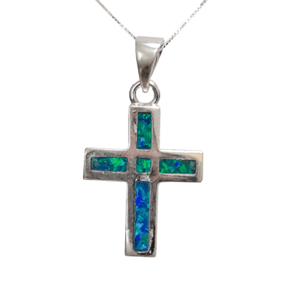 Opal Two-Sided Cross Necklace