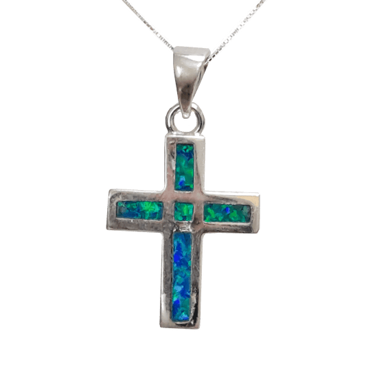 Opal Two-Sided Cross Necklace