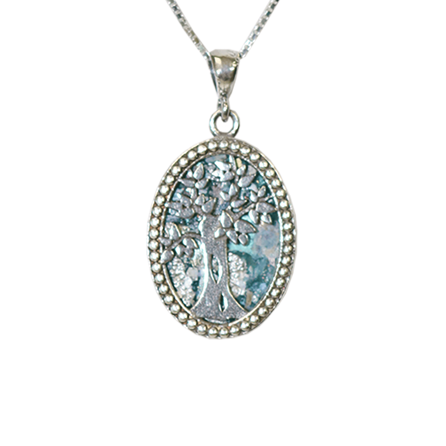 Roman Glass Tree of Life Necklace - Oval