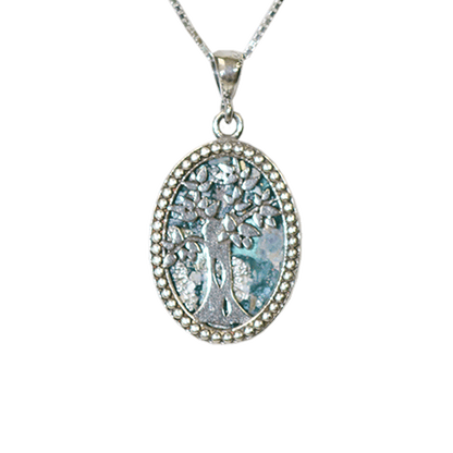 Roman Glass Tree of Life Necklace - Oval