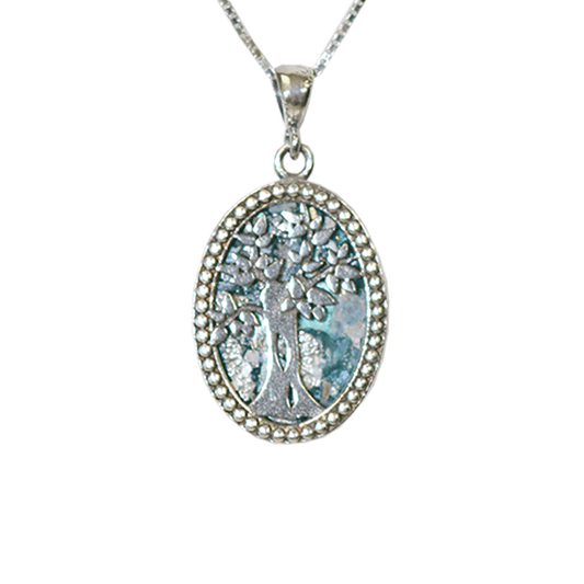 Roman Glass Tree of Life Necklace - Oval