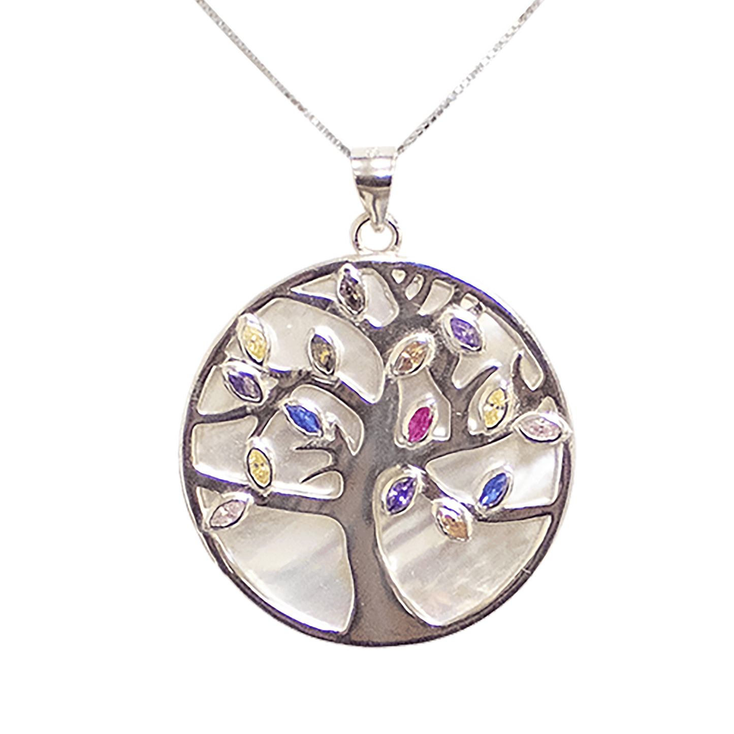 Tree of Life with Mother of Pearl & Crystals Necklace