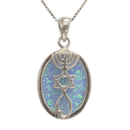 Grafted-In Opal & Sterling Silver Oval Necklace