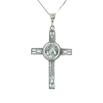 Roman Glass Filigree Cross Necklace