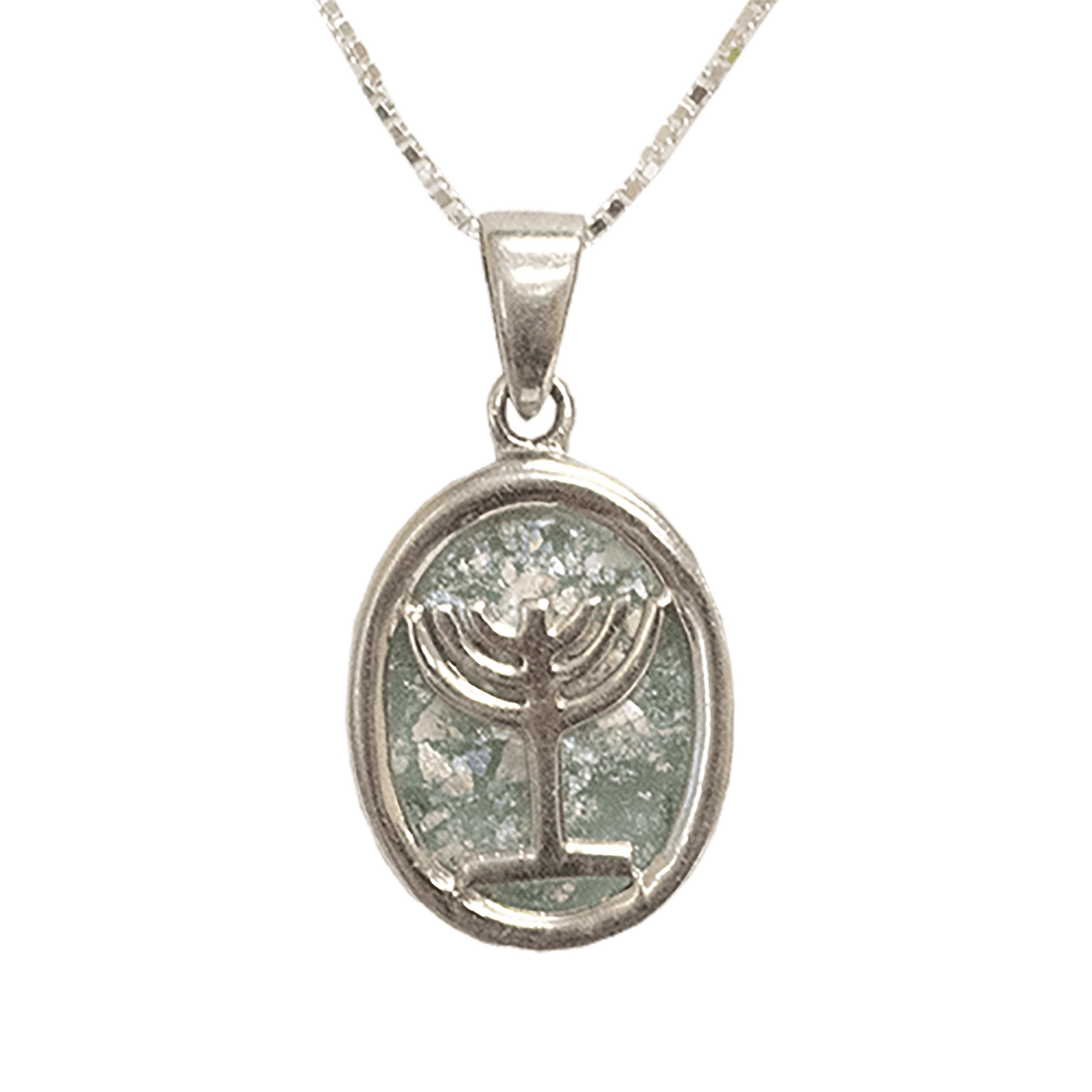 Roman Glass Menorah Necklace