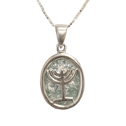 Roman Glass Menorah Necklace