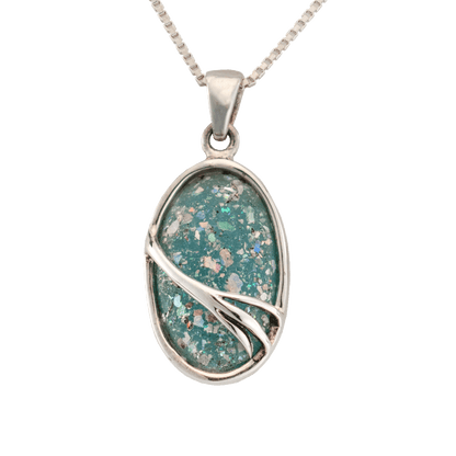 Roman Glass Silver Oval Necklace