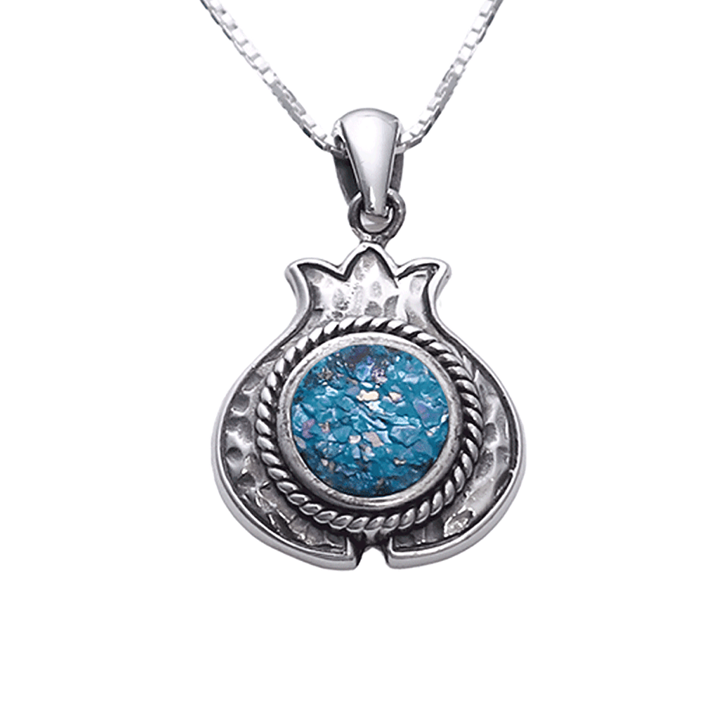 Roman Glass Silver Pomegranate Necklace
