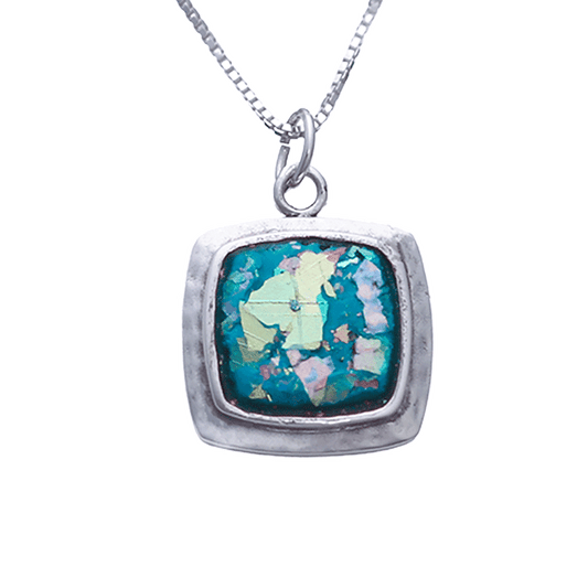 Roman Glass Silver Cushion Necklace