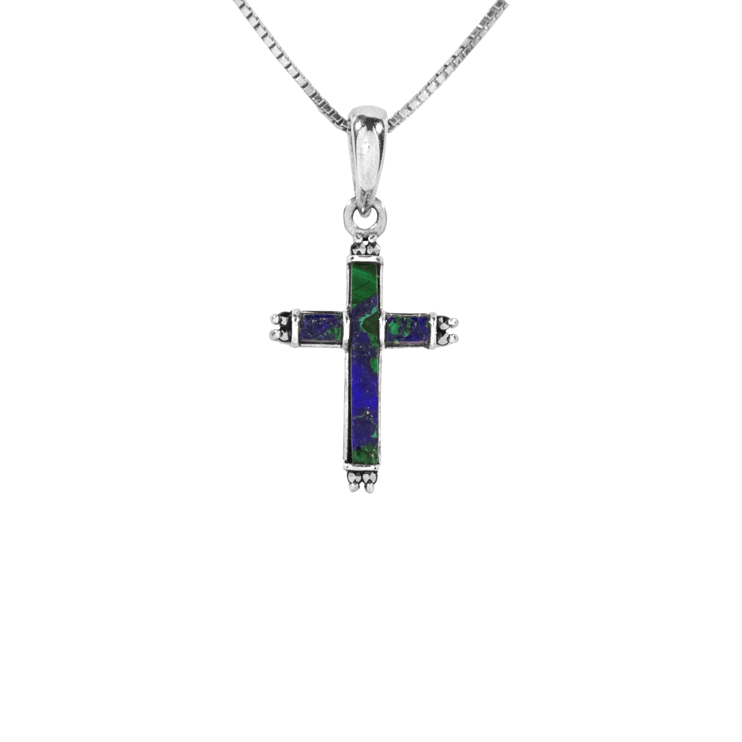 Eilat Stone Cross Necklace with Marcasite Crystals