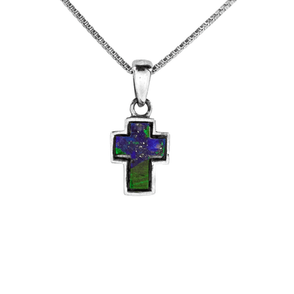 Eilat Stone Cross Necklace - Rhodium Plated