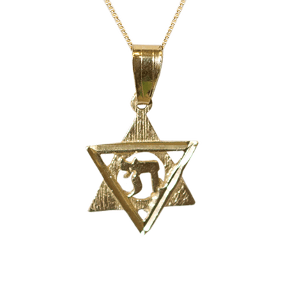 Chai Star of David Necklace - 14k Gold