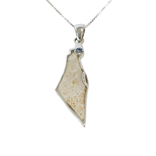 Israel-shaped pendant necklace with a Jerusalem Stone