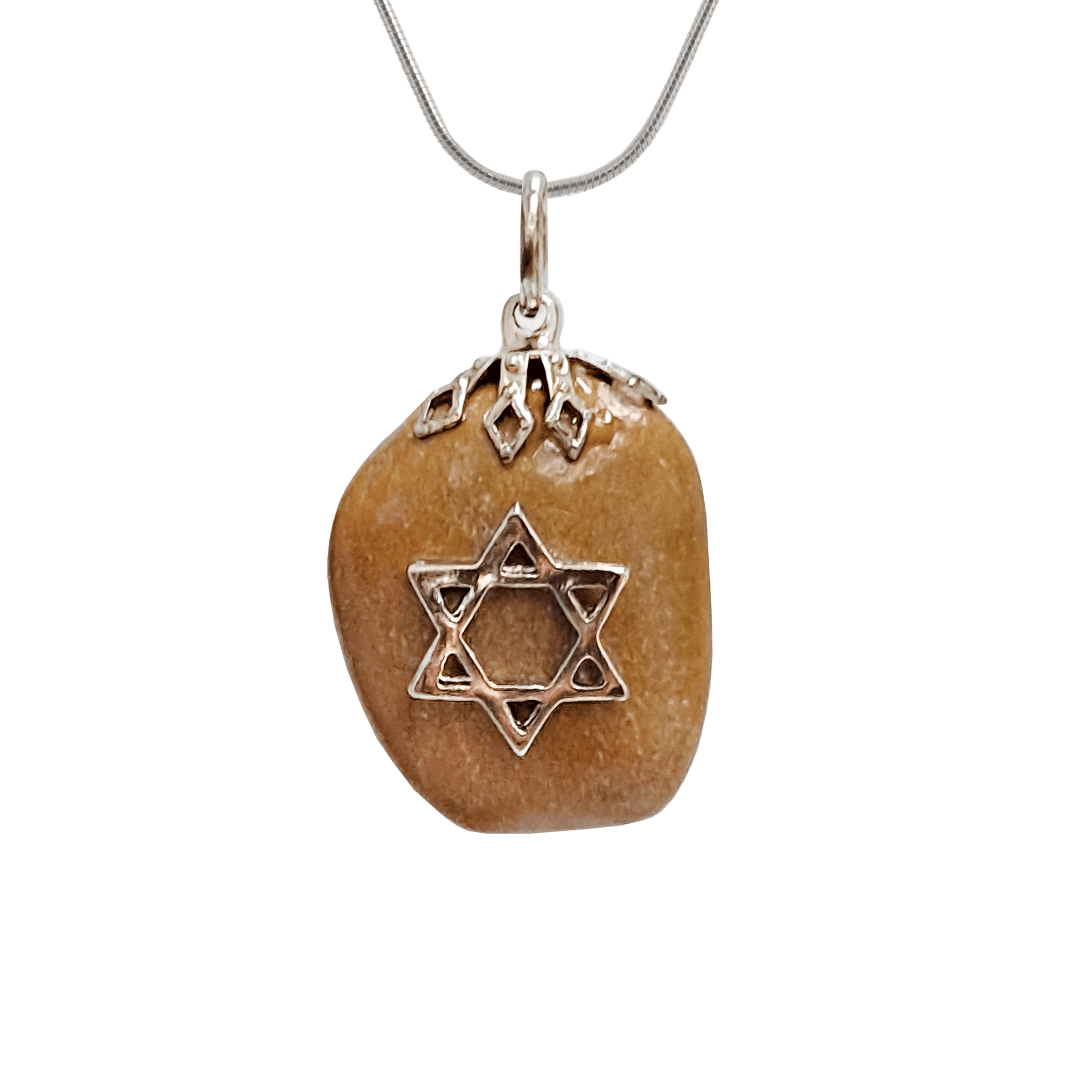 Tiger eye stone necklace with a Star of David on the front 